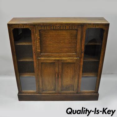 Oak Mission Arts &amp; Crafts English Drop Front Secretary Desk Bookcase by Goodalls