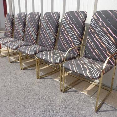 6 Chairs Milo Baughman DIA Brass Metal Mid Century Modern MCM Hollywood Regency MCM Coggin Dining Retro Color Regency Vintage Chair Seating 