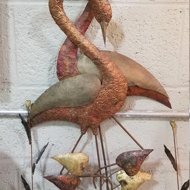 Blue Heron Metal Wall Sculpture Style of Jere 