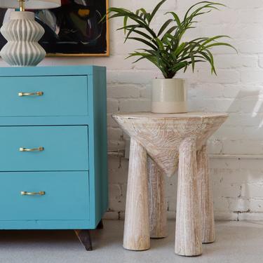 White Wash Wood Side Table