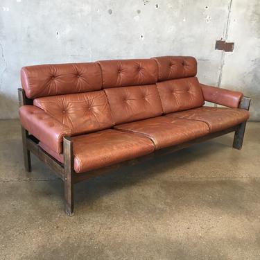 1970's Ekornes Amigo Teak & Leather Sofa