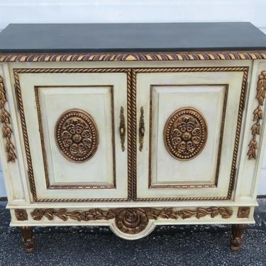 French Carved Painted Gold Accent Bar Server Buffet Console 2083