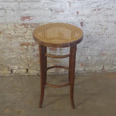 Vintage Thonet Style Cane and Bentwood Stool Plant Stand 
