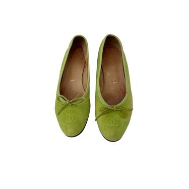 Chanel Lime Green Suede Flats