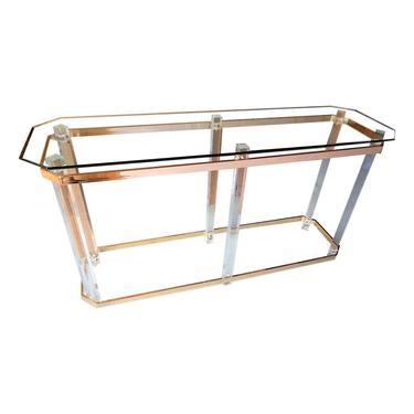 Lucite and Brass Console Table Charles Hollis Jones Attributed 