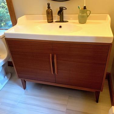NEW Hand Built Mid Century Style 42&quot; Double Door Bathroom Vanity in Mahogany  - Straight Leg Base ~ FREE SHIPPING! by draftwooddesign