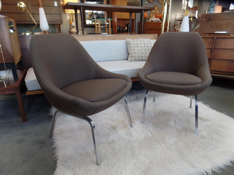 Pair of Upholstered Eames Style Chairs by Allsteel