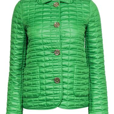 Kate Spade - Bright Green Quilted Button-Up Jacket Sz XS