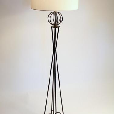 50s WIRE FLOOR LAMP wrought iron in the manners of Tony Paul mid century vintage 1950 era 
