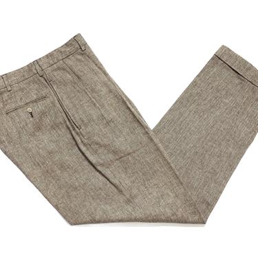 Vintage POLO RALPH LAUREN Cotton & Linen Trousers ~ 33 x 32 ~ Herringbone Pants ~ Ivy Style / Preppy / Trad ~ 33 Waist ~ 