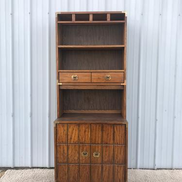 Mid Century Campaign Style Shelves with Cabinet