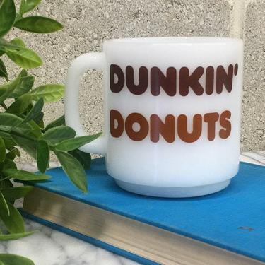 Vintage Dunkin Donuts Mug Retro 1970s Glasbake + White + Ceramic + Coffee Mug + Collectors Memorabilia + Kitchen Decor and Drinking 