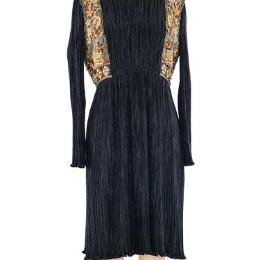 Mary McFadden Embellished Plisse Dress