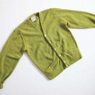Vintage 60s Lime Green Cardigan S - Alpaca Wool 1960s Bright Green Cardigan Sweater - Grunge Cardigan - 60s Clothing 