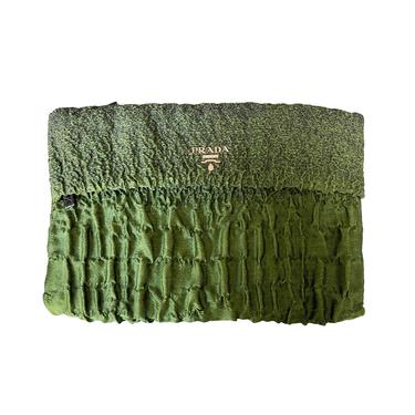 Prada Green Textured Jumbo Clutch