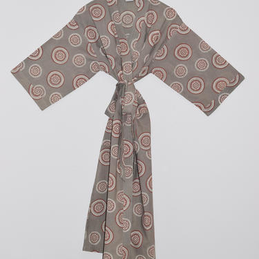 Hand Block Print Kimono, Cotton Dressing Gown, India Wood Block Print, Lightweight Cotton Kimono, Wrap Dress, Coverup, Geo Print Bathrobe 