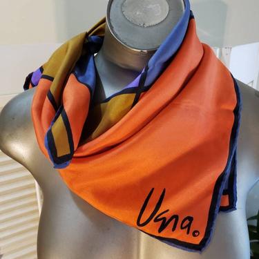 60s Vera Silk Color Block Scarf 22&quot; Square by FlashbackATX