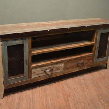 Industrial Rustic Reclaimed wood 76 inch TV stand Media Console / Entertainment console 