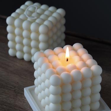 BubbleX Cube, Natural Soywax Beeswax, Unique Shaped Candle, Home Decor,  Handmade Gift, Housewarming gift, Handcrafted Candle, Wedding Gift 