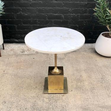 Modern Marble &amp; Brass Side Table 