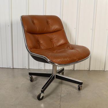 Knoll Leather Office Chair, Pollock Mid Century Modern 