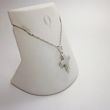 Simple Elegant Religious Christian 14K White Gold Cross Pendant Necklace Winter Christmas Gift Jewelry 