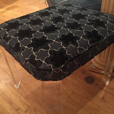 Mid Century Lucite upholstered square Bench