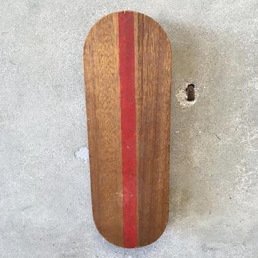 Vintage Homemade Skateboard with Red Stripe