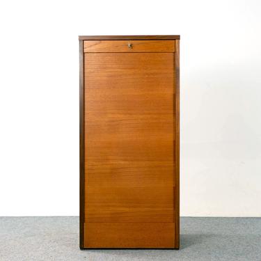 Danish Modern Teak Tambour Door File Cabinet - (D916) 