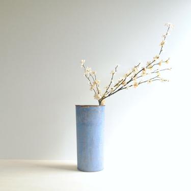 Vintage Blue Metal Bucket, Sap Bucket, Metal Vase, Planter Pot 
