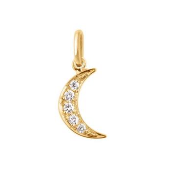 5 Diamond Crescent Moon Pendant - Yellow Gold