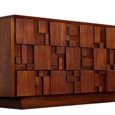Free and Insured Shipping Within US - Paul Evans for Lane Brutalist Mid Century Modern 9 Drawer Dresser Solid Walnut 