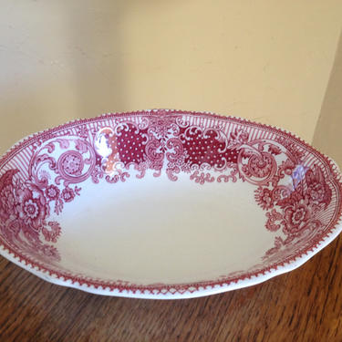 Vintage Collectible ROYAL TUNSTALL Red/Pink &amp;quot;Regency&amp;quot; Serving Bowl 9&amp;quot;-Staffordshire, England 