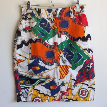 Vintage Skirt 1980s 1990s Fresh Prince Modern Art Versace Stye by Mondi Germany XS 