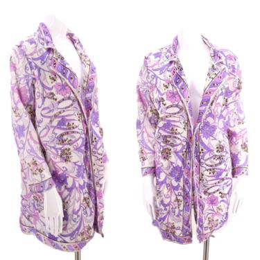 60s EMILIO PUCCI signed print Formfit Rogers top blouse / 1960s 70s vintage EPFR signed tunic lingerie duster M As Is 