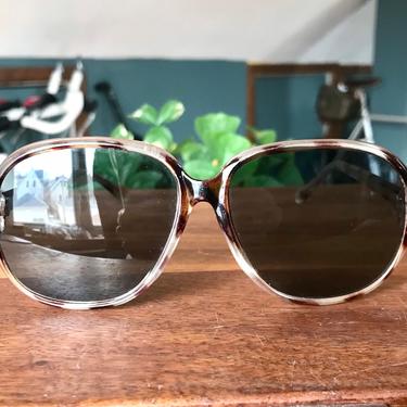 Vintage Tortoise Shell Sunglasses Black Lens Retro 1990s Large Frame Glasses 