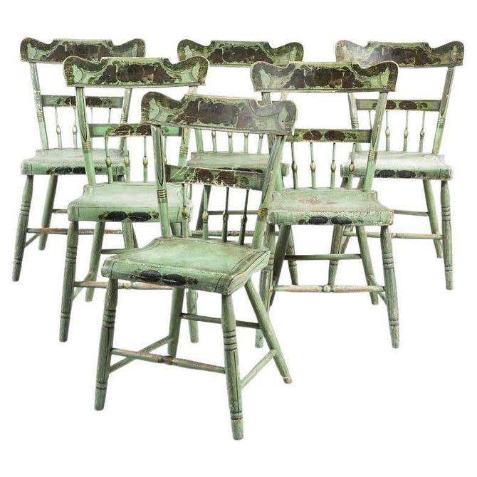 Country Green Painted Dining Chairs, Green Painted Dining Chairs