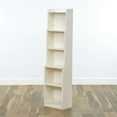 Contemporary White Narrow Bookcase