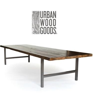 Urban Wood and Steel Dining Table, Wood Table, Reclaimed Wood Table.  Choose height, size and finish. 
