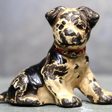 Antique Cast Iron Miniature Bull Dog Figurine - Bull Dog Puppy - Antique Toy 