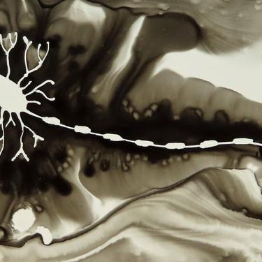 Motor Neuron 4 - original ink painting of brain cell - neuroscience 
