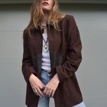 vintage blazer coat / vintage brown blazer coat / vintage brown coat / 90s brown coat / unique brown coat / mod brown coat / wool brown coat 