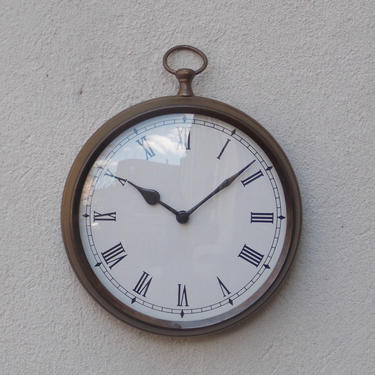 Brass Pocket Watch Quartz Wall Clock 