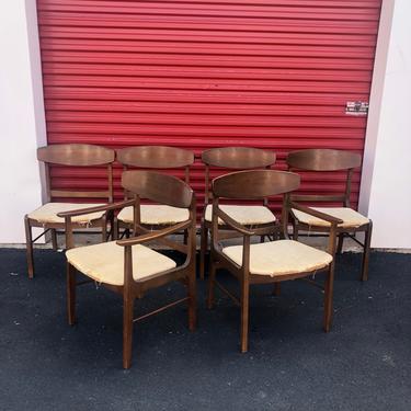 Set of 6 Mid Century Walnut Dining Chairs