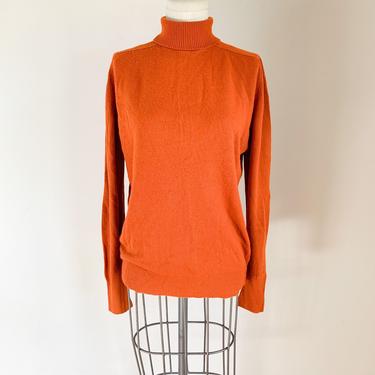 Vintage 1970s Burnt Orange Turtleneck Sweater / L 