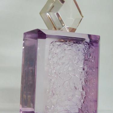 Mid Century Large Clear Purple Lucite Abstract Sculptural Bottle 2502B
