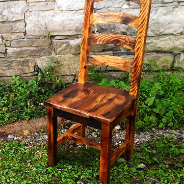 Burnt Oak Reclaimed Wood Arched Slat Rustic Dining Chairs 