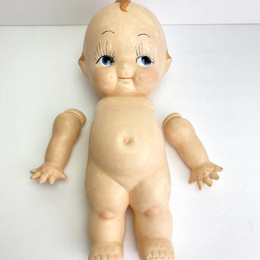 Vintage Large Ceramic Bisque Kewpie Doll 12&quot; w/ Arms Hand Painted Japan 
