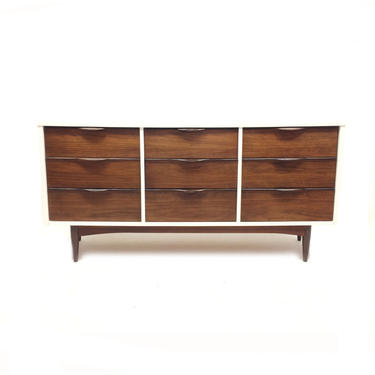 Vintage MCM Lowboy In White and Wood 