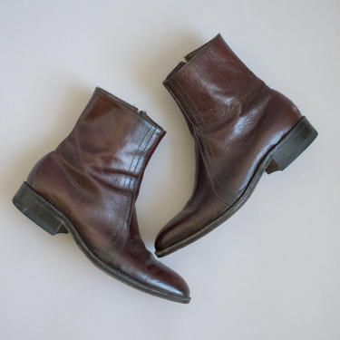 1970s Men's Oxblood Leather Boots / Mens Beatle Boots / Vintage Mens Boots / Mens Red Ankle Boots / Soul Night Boots / 70s Soul Night Boots 